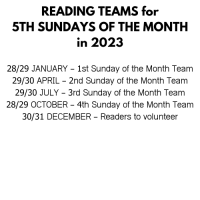 Sunday Reading Teams for 5th Sundays of the Month 2023